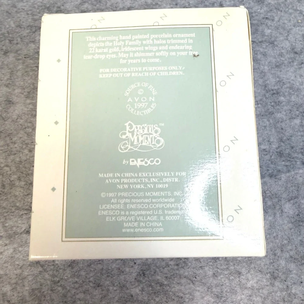 Precious Moments Avon 1997 Holy Family Porcelain Ornament Gold Trim Angels